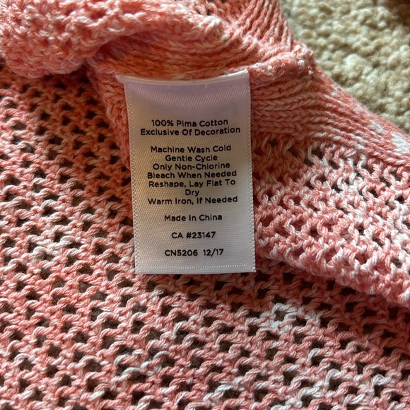 NWT TALBOTS Pima Cotton Open Weave Summer Sweater Beachy Coastal Coral Sz XS - Picture 4 of 5